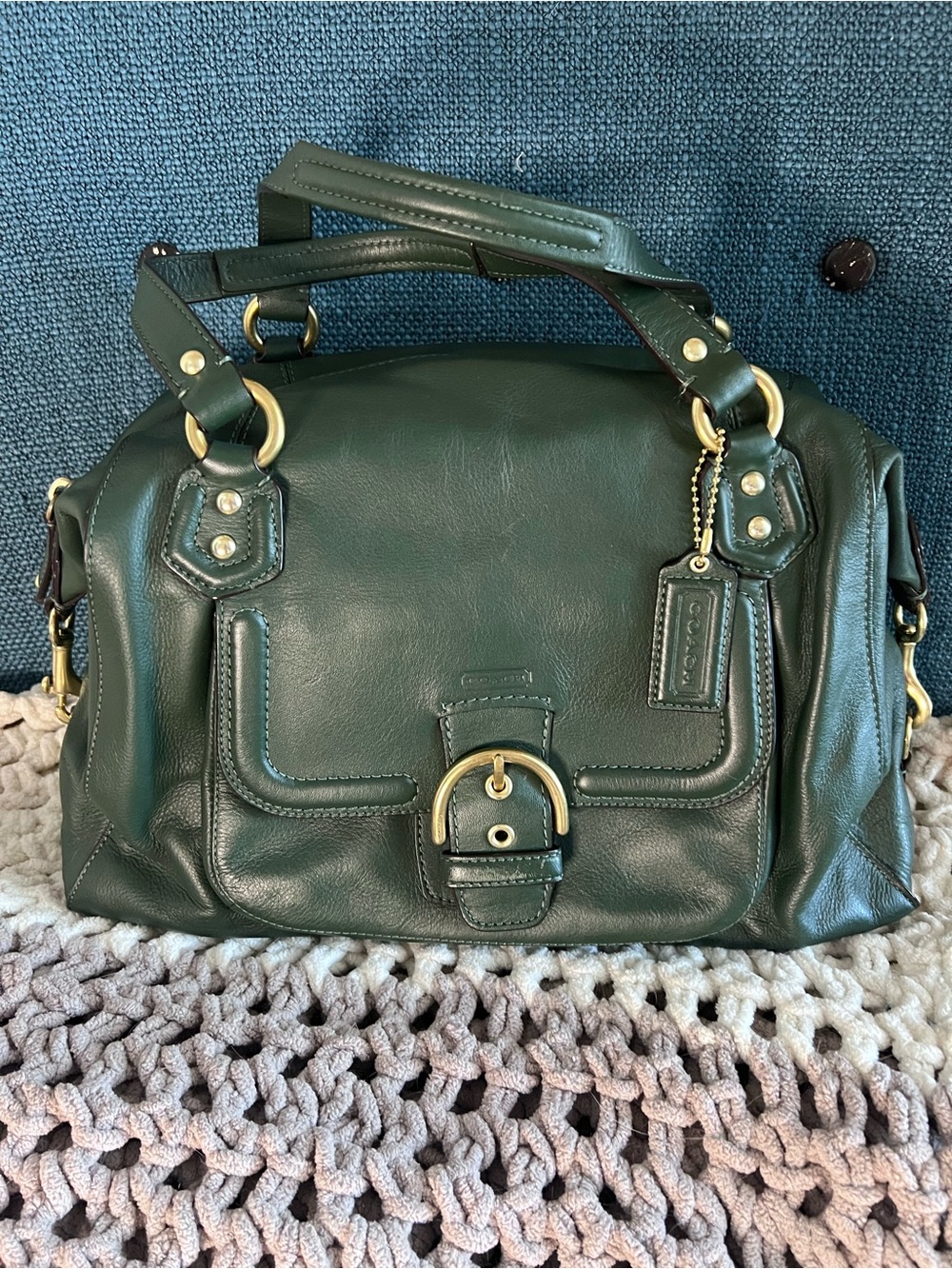 Coach Campbell Dark Green Leather Satchel Bag